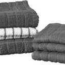 Ritz Premium Kitchen Towel and Dish Cloth Value Set: Highly Absorbent, Super Soft, Long-Lasting, 100% Cotton Checked and Solid Hand Towels, Tea Towels, Bar Towels - 6 Pack, Graphite