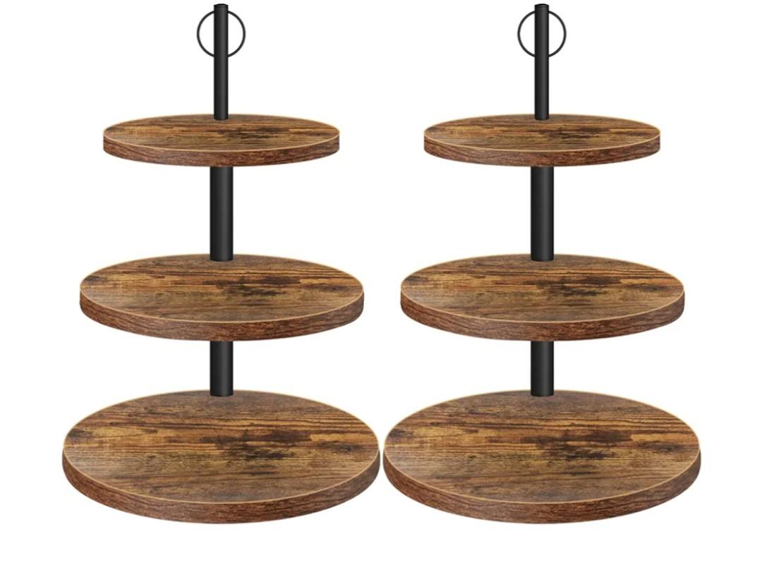 Cupcake Stand, 3 Tier Cake Stands Rustic Dessert Table Display Set Wood Cupcake Tower Cake Stand Tiered Tray Stand for Wedding Birthday Baby Shower 2 Pack