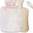 Hot Water Bottle with Cover, Rubber Hot Water Bottle for Pain Relief, Hot Water Bag for Cramps, Bed Warmer for Hand Feet Waist