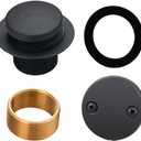 Black Tub Drain Tip-Toe Tub Trim Set Conversion Kit Assembly, Hidrop Bathtub Drain Replacement Trim Kit with 2-Hole Overflow Faceplate and Universal Fine/Coarse Thread, Matte Black