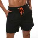 SILKWORLD Men's Swim Trunks Quick Dry Beach Shorts with Pockets Large