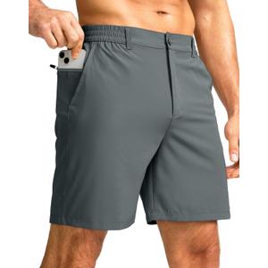 G Gradual Men's Casual Shorts 7" Lightweight Golf Shorts for Men Stretch with 3 Pockets Quick Dry Breathable Work Shorts (Gray, L)