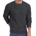 Askdeer Men's Cable Knit Pullover Sweater Long Sleeve Crew Neck Knit Sweater Soft Casual Sweaters with Ribbing Edge Dark Gray, 2XL
