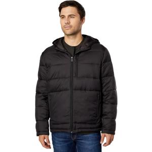 Cole Haan Men's Hooded Nylon Puffer Jacket (XX-Large, Black)