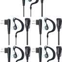 commountain Earpiece w/Mic Compatible with Motorola Walkie Talkies & Radios R2 CP100D CP185 CP200D CP200 CLS1410 CLS1110 BPR40 BPR40D RDU4100 RMU2040 and More, G Shape Earhook Headset, 2 Pin, 5 Pack