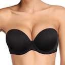 Plusexy Women's Push Up Strapless Bra Thick Padded Underwire Convertible Multiway Bras (Black, 34C)
