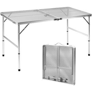 Folding Table, Easy for Storage, Compact and Portable Picnic Table for Grill, Outdoor Camping, Garden, Patio, Dining, BBQ, Party, Market, 4Ft (Large, Silver) (Large 4Ft)