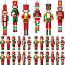 96 Pcs Christmas Nutcracker Ornament Set - Small Wooden Soldier Hanging Decoration, King Holiday Figures Tree Ornament With Ropes for Xmas Party Decor