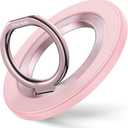 SYNCWIRE Magnetic Phone Ring Holder for MagSafe, 360 Rotation Cell Phone Grip Stand Finger Ring Kickstand Two-Sided Magnet Compatible with iPhone 17 Pro Max 16 15 14 13 12 MagSafe Accessories (Single Ring-1PCS-Light Pink)
