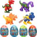 4 Pack Dinosaur Eggs with Take Apart Dinosaur Toys Inside for Kids Boys Girls Easter Basket Stuffers Gifts