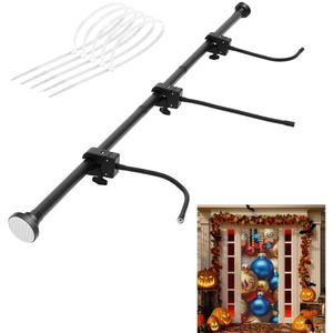 Adjustable Heavy-Duty Garland Hanger for Door Frame, No Screws No Drilling Glue-Free Damage Free, Christmas Holiday Decoration Holder for Wreaths Lights Garland, Fits 32"- 63" Front Doors Black