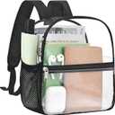 Clear Backpack for Stadium Events - 12x12x6, Mini Small Clear Bag Sports Fan Backpacks with Front Pocket for Concert Sport Events Work Travel(Black)