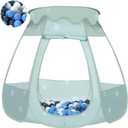Baby Ball Pit for Toddler with 50 Balls, Kids Pop Up Play Tent for Girls, Princess Toys Gifts for Children Indoor & Outdoor Playhouse (Celadon: Gray/White/Babyblue, 109x90cm/50 Balls)