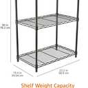 Amazon Basics 3-Shelf Adjustable Heavy Duty Steel Wire Rack Storage Shelving Organizer with Storage Space, Versatility and Ease of Use for Kitchen, Garage, 23.2" L x 13.4" W x 30" H, Black
