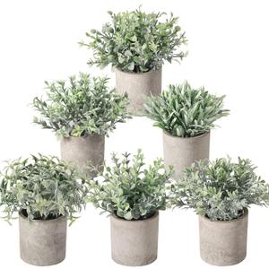 Der Rose 6pcs Mini Fake Plants Artificial Potted Plants Desk Plants for Home Office Farmhouse Bathroom Bedroom Decor