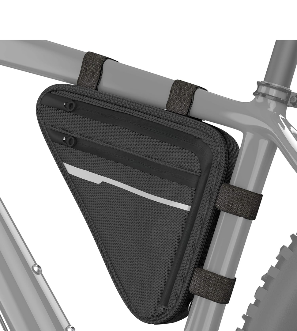 VELMIA Triangle Bike Bag waterproof and reflective with plenty of Storage I Bike Frame Bag for Bicycle Lock, Tools or Jacket I Bike Pouch, Bike Bags