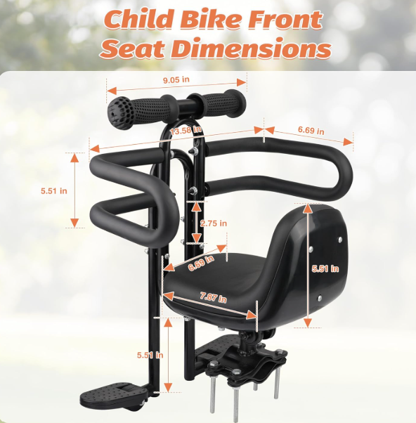 ZUKKA child bike seat front support kids bike seat with railing handle bicycle seat for adults bike seat baby bike seat kids bike seat kids bike seat brown
