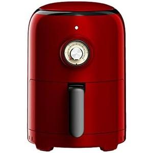 Aria Air Fryers 2Qt Retro Style Ceramic Build, Small Compact Size Airfryer, Easy Clean & Dishwasher Safe, Ceramic Nonstick Teflon Free Small Convection, Red/Black Trim & Basket Handle