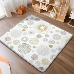 Foldable Baby Play Mat, PIGLOG 50x50 Playpen Mat, Safe Foam Playmat for Tummy Time, Waterproof Playmats for Babies and Toddlers Kids, Reversible Portable Floor Mat for Infant, Circles + Stripes