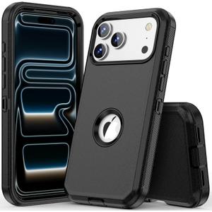 COOYA for iPhone 17 Pro Max Case Full Body Drop Protection Rugged Case Shockproof 3-Layer Heavy Duty Hybrid Non-Slip Rubber Phone Cover Front Bumper Hard Shell for iPhone 17 Pro Max 5G 6.9'', Black