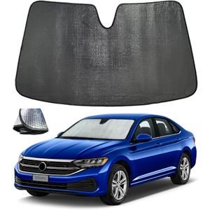 Windshield Sun Shade for Volkswagen VW Jetta 2019-2025 - 5-Layer Bubble Foldable Front Window Shade Sun Visor Accessories - Blocks Heat & UV Rays