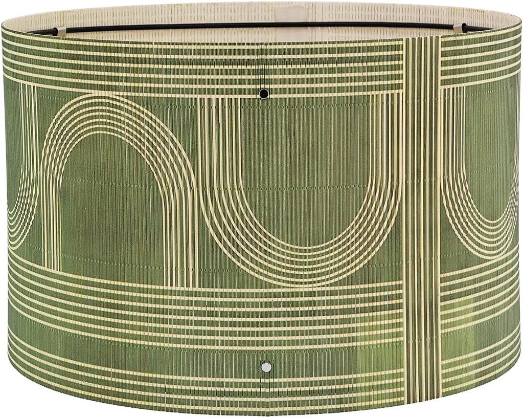 Pendant Lamp Shade, Translucent Bamboo Made, 13.8x9 Inch, Modern Minimalist Style for Living Room, Bedroom (Colorful Pattern)