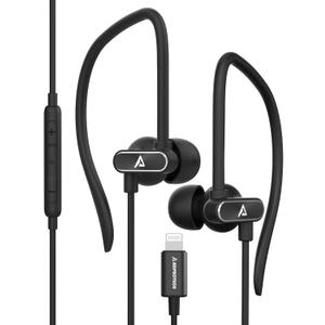 Lightning Earbuds with Ear-Hook Sports Earphones for iPhone 14/13/12/11 Pro Max/X/XS Max/XR - MFi Certified with Mic - Black