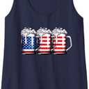 Beer American Flag 4th of July Men Women Merica Drinking USA Tank Top, Navy Blue, M