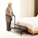 Suitable for The Elderly and Children with Auxiliary handrails, Anti Slip, Adjustable Height, Bedside Sofa, footrest Stool (Pure Black)