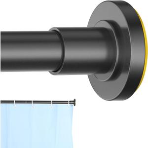 CorkLatta Black Shower Curtain Rod 31 to 80 Inch,1 Inch Diameter Adjustable Spring Tension Stainless Steel Telescoping Rod,Easy Install,No Rust