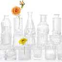 Glass Bud Vases -Set of 18 for Flowers, Small Clear Bud Vases in Bulk for Centerpieces Home Decor, Mini Glass Assorted for Rustic Wedding Floral Arrangements Home Table Decorations (20 Transparent Colors)