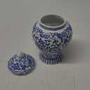 Ginger Jar with Lid Mandarin Blue and White Porcelain Plum Blossom, Decorative Ceramic Bud Vase for Home Dcor, Centerpiece Table Decoration Floral Arrangement (Blue and White Plum Blossom)