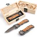 7th Copper Anniversary Pocket Knife for Him, Engraved 3.3" EDC & Outdoor Folding Knife with Elegant Gift Box, Olive Wood Handle Personalized Keepsake for Husband, Boyfriend, Ideal for Camping, Hiking