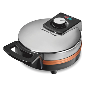 Hamilton Beach Belgian Waffle Maker with PFASFree NonStick CeramicCoated Plates, Browning Control, Indicator Lights, Stainless Steel (26081)