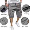 JMIERR Mens Casual Twill Cargo Shorts Cotton Drawstring Classic Cargo Chino Stretch Short with 6 Pockets for Men, US38 (XL), A Gray
