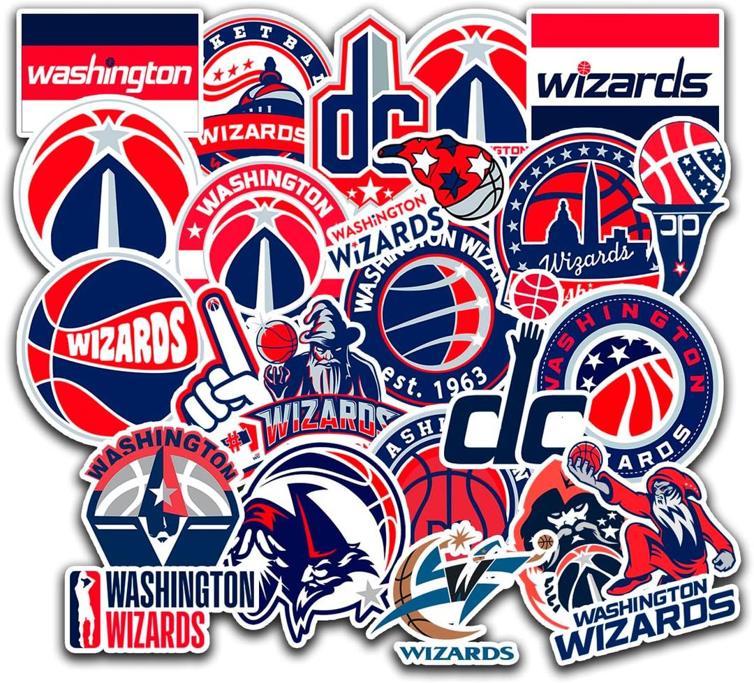2 x 24 PCS Washington American Wizards Basketball Stickers for Water Bottle, Laptop, Bicycle, Computer, Motorcycle, Travel Case, Car Decal Decoration Sticker