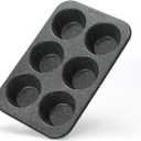 Monfish extra large muffin pan jumbo cupcake tray Carbon steel stone finish 3.5 inch cup (Gray)