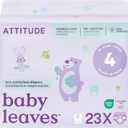 ATTITUDE Eco-Conscious Disposable Diapers, EWG Verified, Size 4 (20-31 lbs), Ultra Absorbent for Baby, Vegan & Plant-Based, 23 Count