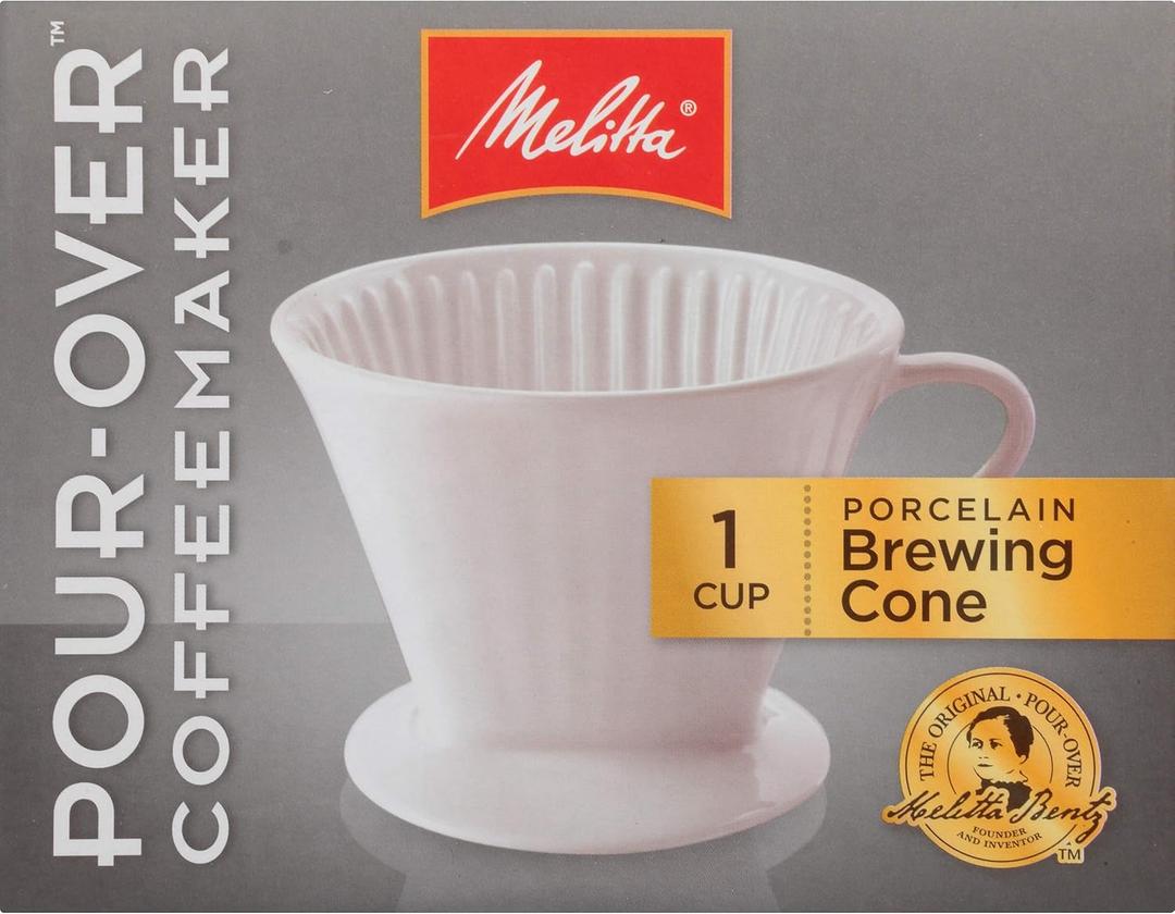 Melitta no 2 Porcelain Single Cup Pour-Over Coffee Brewer, White (1 Count (Pack of 1))
