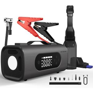 Car Vacuum Cleaner & Jump Starter with Air Compressor(1250A),Handheld Cordless Tire Inflator 150PSI,Pump for Inflation/Deflation,Portable Charger(12V Battery for 6.5L Gas/4.0L Diesel)8-IN-1 Jumper box
