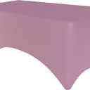 Pomp Stretch Pink 4 Foot Spandex Tablecloth | Wrinkle + Stain Resistant Easy Care Premium Fabric | Fits 4FT Rectangle Table