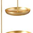 2 Tier Fruit Basket, Iron Fruit Serving Tray Waterproof Multi Tier Storage Platter Serving Stand Vegetable Storage Snack Nuts Dessert Cake Tray for Party Wedding(Gold)