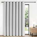 Joydeco Blackout Patio Sliding Door Curtains 84 Inches Long, Grommet Privacy Room Divider Curtains, Extra Wide Thermal Blackout Drapes for Bedroom Living Room (Greyish White 100Wx84L, 1 Panel)