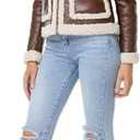 DIASHINY Women's Faux Shearing Fur Winter Coat Warm Thick Fur Lined Faux Leather Jacket (038 Brown)
