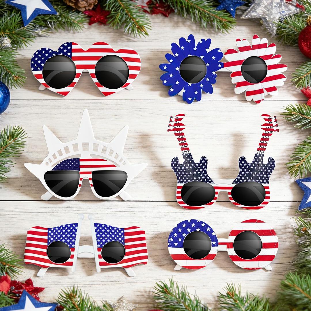 Bulk 4th of July American Flag Sunglasses 18 Pcs for Women Men,Patriotic Red White Blue Stars Stripes Glasses,Party Favors Supplies,Photo Booth Props decor Gifts for Independence day 250th Anniversary