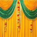 CSFOTO 7x5ft Indian Ceremony Backdrop for Photography Puja Ganpati Backdrop Indian Wedding Bridal Shower Party Marigold Wreath Photo Prop Happy Holi Diwali Pooja Party Decor, Clear