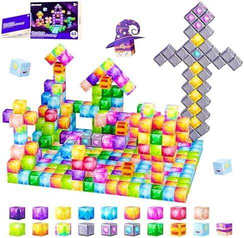 SILYMOLY Magnetic Blocks, Jewel Adventures Edition, Magnetic Building Cubes, Boys & Girls Toddler Toys Age 3-5 4-8,Sensory Toy Gift for Kids, Upgraded STEM Gift 1.2 Inches, 59 Piece