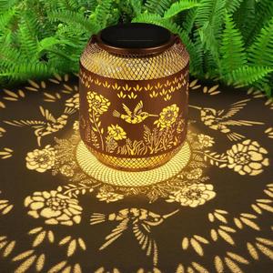 Solar Lanterns Outdoor Waterproof Christmas Birthdays Gifts for Women Mom Grandma Butterfly Garden Decor Metal Hanging Solar LED Lights for Patio(Hummingbird)