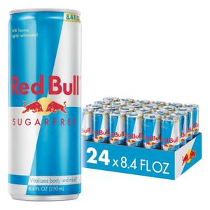 Red Bull Sugar Free Energy Drink with 80mg Caffeine plus Taurine & B Vitamins, 8.4 Fl Oz, 6 Packs of 4 Cans (Pack of 24) (EXP 11/11/26)