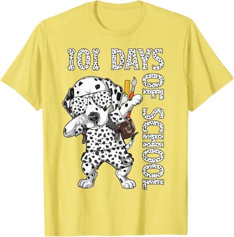 101 Days School Dabbing Dalmatian Dog Teachers Kids T-Shirt (Lemon Yellow Small)
